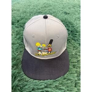 1996 Hey Arnold Nickelodeon Black | Gray Snapback Hat Adjustable OSFA